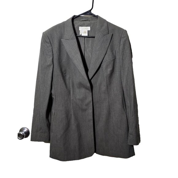 Escada Wool Blazer 44 Professional Workwear Gray Single Breasted Stretch Comfort - Picture 1 of 16